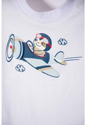 Conjunto LittleMic Blanco Y Azul Manga Corta Para Bebé Niño 12-18