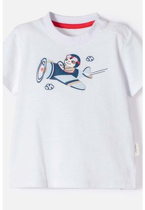 Conjunto LittleMic Blanco Y Azul Manga Corta Para Bebé Niño 12-18