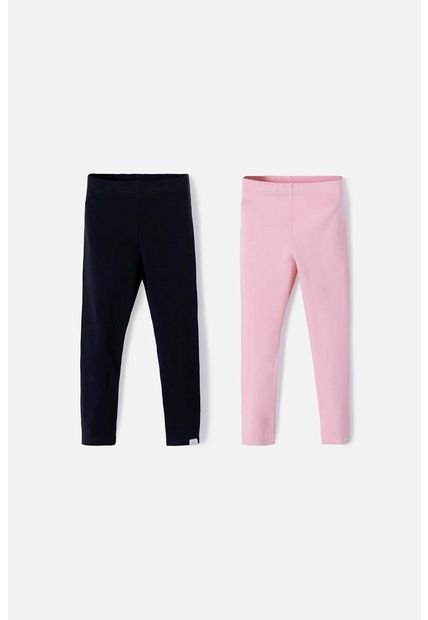 Leggins X2 De LittleMic Negro Y Palo De Rosa  Para Niña 2t A 5t 3T