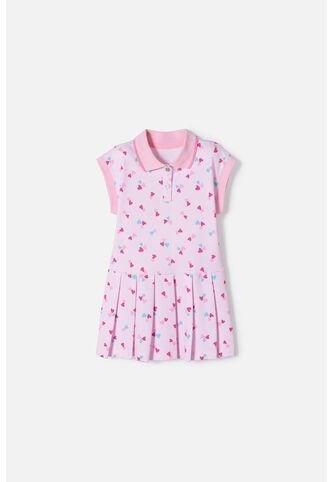 Vestido De Littlemic Manga Corta Rosado Para Niña 2T A 5T 2T LittleMic