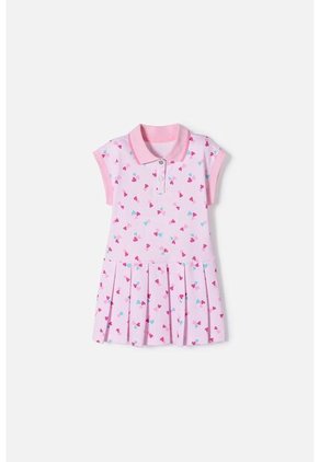 Vestido De Littlemic Manga Corta Rosado Para Niña 2T A 5T 2T