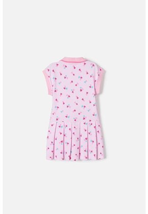Vestido De Littlemic Manga Corta Rosado Para Niña 2T A 5T 2T