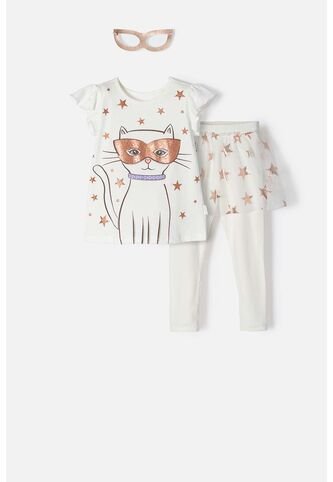 Conjunto De Littlemic Con Falda En Tull Marfil Para Niña 2T A 5T 5T LittleMic