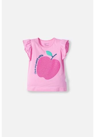 Camiseta LittleMic Rosada Manga Corta Con Bolero Para Niña 2T A 5T 3T LittleMic