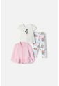 Conjunto De LittleMic X3 Piezas Marfil Y Rosado Para Bebé Niña 6-9 de LittleMic