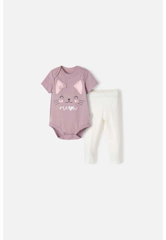Conjunto De LittleMic Con Body Lila Para Bebé Niña 3-6 LittleMic