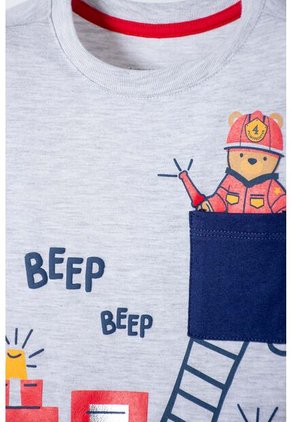 Camiseta LittleMic Gris Manga Corta Para Niño 2T A 5T 5T
