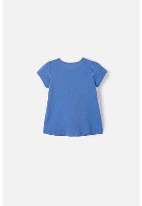 Camiseta De LittleMic Manga Corta Azul Para Niña 2T A 5T 2T