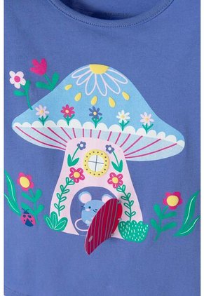 Camiseta Littlemic Azul Estampada En Frente Para Niña 2T A 5T 2T