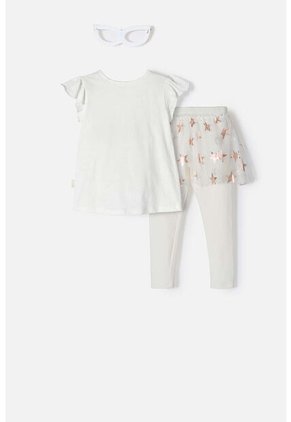 Conjunto De Littlemic Con Falda En Tull Marfil Para Niña 2T A 5T 3T