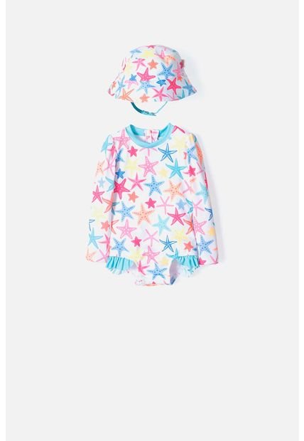 Vestido De Baño LittleMic Multicolor Incluye Bucket Hat Para Bebé Niña 12-18