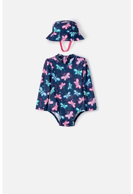 Vestido De Baño De Littlemic Con Gorro Multicolor Para Bebé Niña 18-24