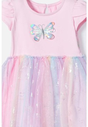Vestido De Littlemic Manga Corta Rosado Para Bebé Niña 12-18