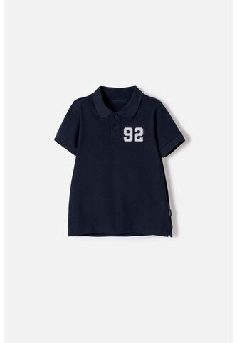 Camiseta Tipo Polo De Mic Azul Para Niño 2T A 5T 3T LittleMic