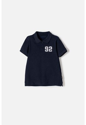 Camiseta Tipo Polo De Mic Azul Para Niño 2T A 5T 5T