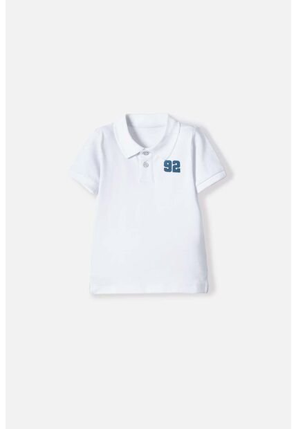 Camiseta Tipo Polo De Littlemic Blanco Para Niño 2T A 5T 4T