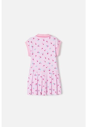 Vestido De Littlemic Manga Corta Rosado Para Niña 2T A 5T 2T