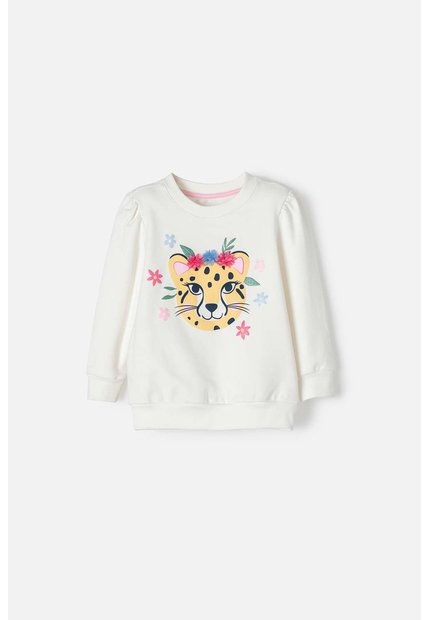 Buzo De LittleMic Marfil De Diseño Cerrado Para Niña 2T A 5T 3T