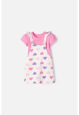Vestido Tipo Jardinera De Littlemic Multicolor Para Niña 2T A 5T 4T LittleMic