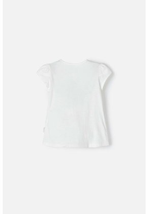 Camiseta De Littlemic Manga Corta Marfil Para Niña 2T A 5T 2T