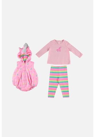 Conjunto LittleMic X3 Piezas Rosado Para Bebé Niña 12-18 LittleMic