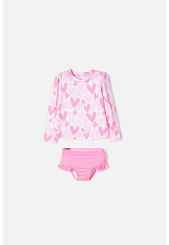 Vestido De Baño LittleMic Multicolor Manga Larga Para Niña 2T A 5T 3T LittleMic