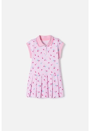 Vestido De Littlemic Manga Corta Rosado Para Niña 2T A 5T 3T