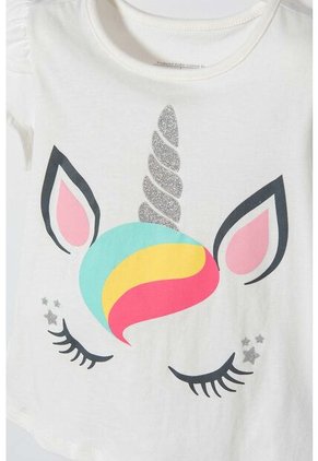 Camiseta De LittleMic Manga Corta Marfil Para Niña 2T A 5T 5T