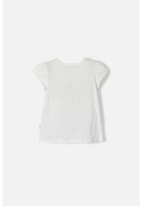 Camiseta De LittleMic Manga Corta Marfil Para Niña 2T A 5T 5T