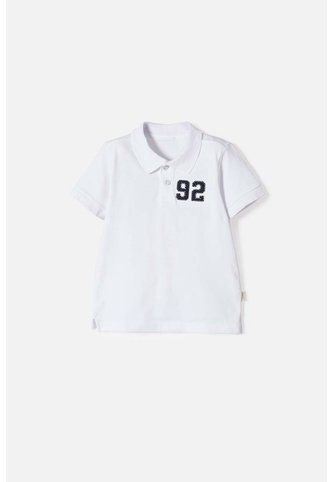 Camiseta Tipo Polo De Littlemic Blanco Para Niño 2T A 5T 3T LittleMic