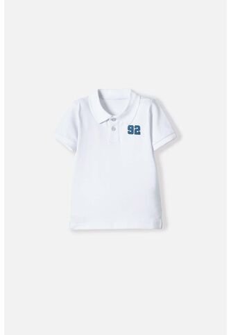 Camiseta Tipo Polo De Littlemic Blanco Para Niño 2T A 5T 3T LittleMic