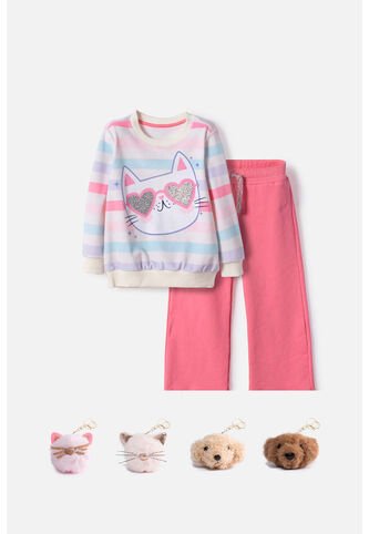 Conjunto De Littlemoc Pantalón Largo Multicolor Para Niña 2T A 6T 3T LittleMic