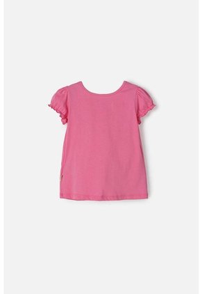 Camiseta Littlemic Rosada Manga Corta Para Niña 2T A 5T 2T