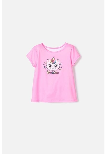 Camiseta De Littlemic Manga Corta Rosada Para Niña 2T A 5T 5T