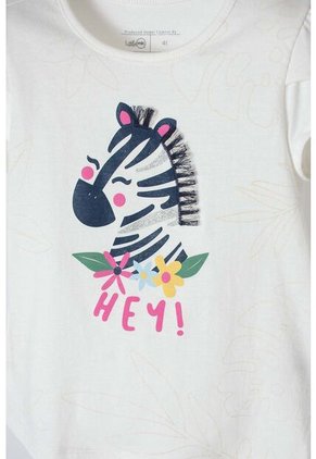 Camiseta De Littlemic Manga Corta Marfil Para Niña 2T A 5T 2T