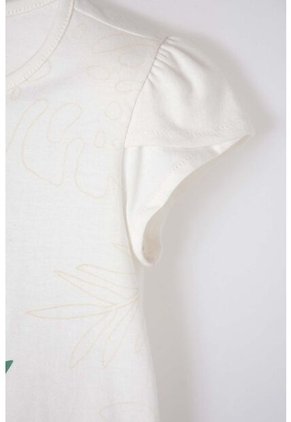 Camiseta De Littlemic Manga Corta Marfil Para Niña 2T A 5T 2T