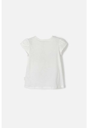 Camiseta De LittleMic Manga Corta Marfil Para Niña 2T A 5T 2T