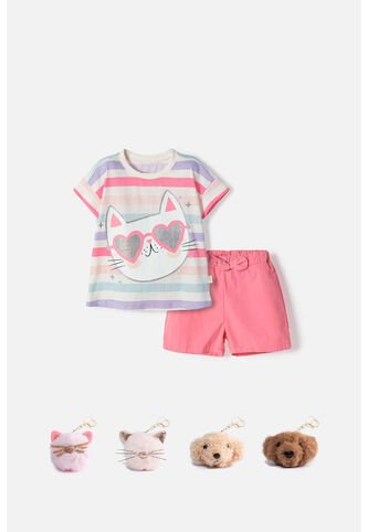 Conjunto De Littlemic Con Short Multicolor Para Niña 2T A 6T 3T LittleMic