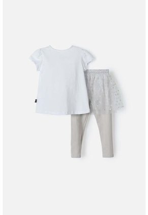 Conjunto De LittleMic De Pantalón Largo Blanco/gris Para Niña 2t A 5t 5T