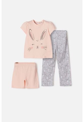 Pijama De Littlemic X3 Piezas Multicolor Para Niña 2T A 5T 2T LittleMic