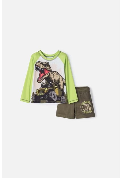 Conjunto De Baño LittleMic Verde De Camiseta Manga Larga Para Niño 2T A 5T 4T