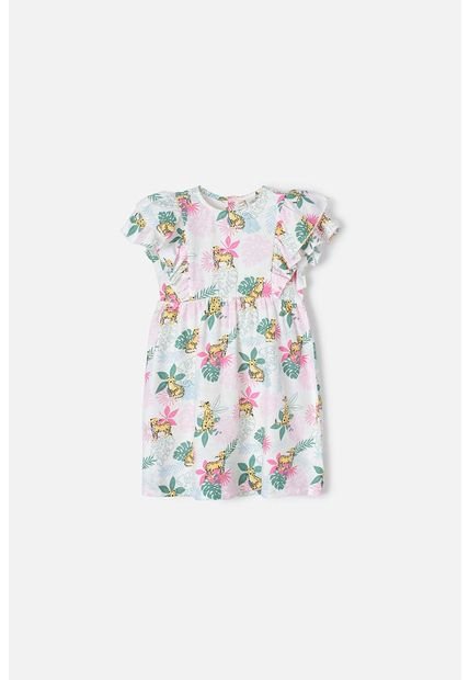 Vestido De LittleMic Multicolor Manga Corta Para Niña 2T A 5T 3T