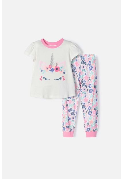 Pijama LittleMic Con Pantalón Largo Multicolor Para Niña 2T A 5T 3T