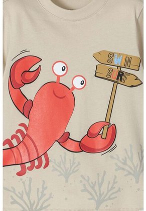 Camiseta Littlemic Caqui Estampada En Frente Para Niño 2T A 5T 5T