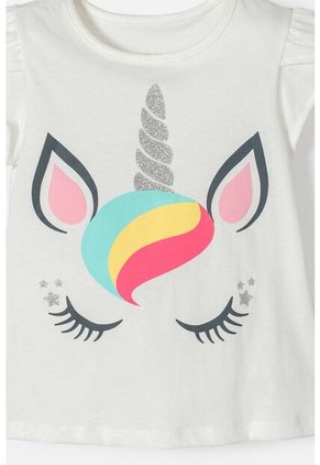 Camiseta De LittleMic Manga Corta Marfil Para Niña 2T A 5T 2T