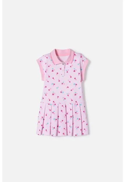 Vestido De Littlemic Manga Corta Rosado Para Niña 2T A 5T 4T