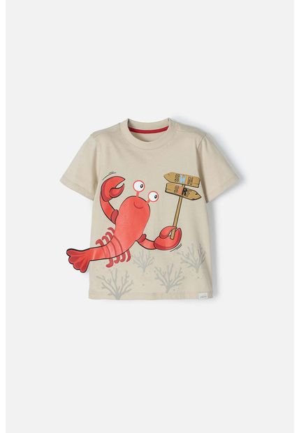 Camiseta Littlemic Caqui Estampada En Frente Para Niño 2T A 5T 5T