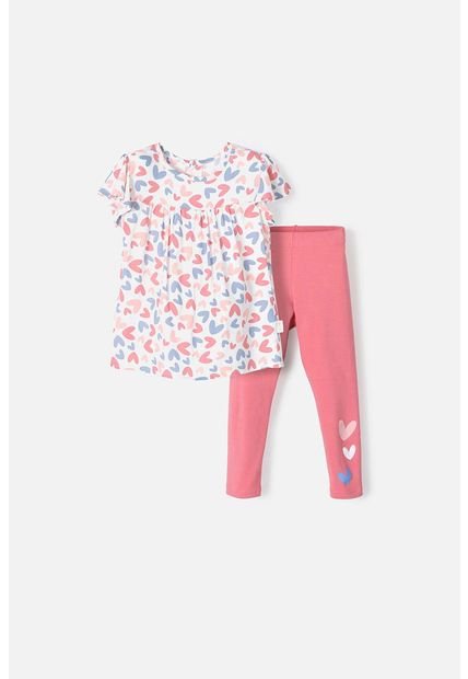 Conjunto De Little Mic Blanco Y Rosa Para Niña 4T