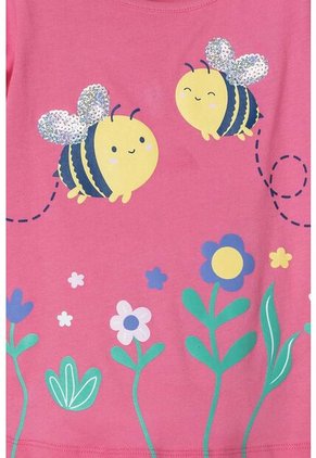 Camiseta Littlemic Rosada Manga Corta Para Niña 2T A 5T 5T