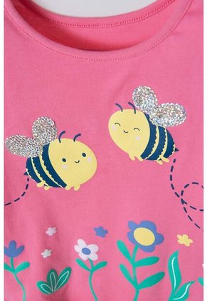 Camiseta Littlemic Rosada Manga Corta Para Niña 2T A 5T 5T